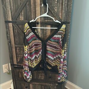 Colorful Striped V-Neck Blouse